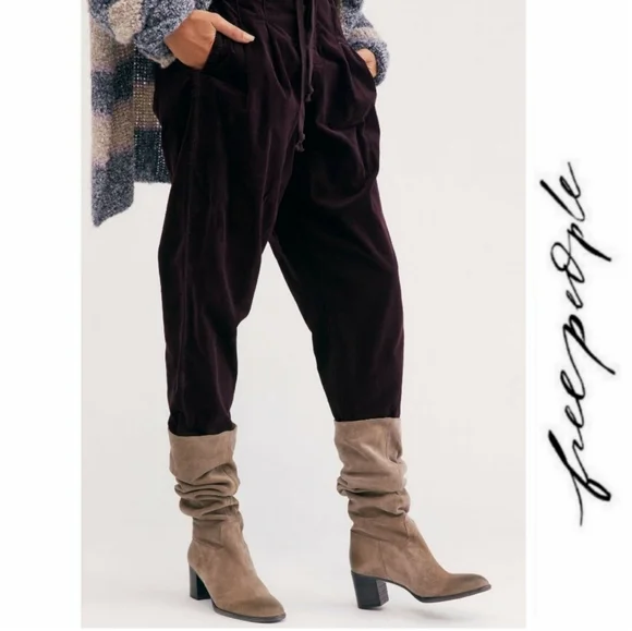 Chic Free People Italian Suede Slouch Boots - Picture 1 of 9